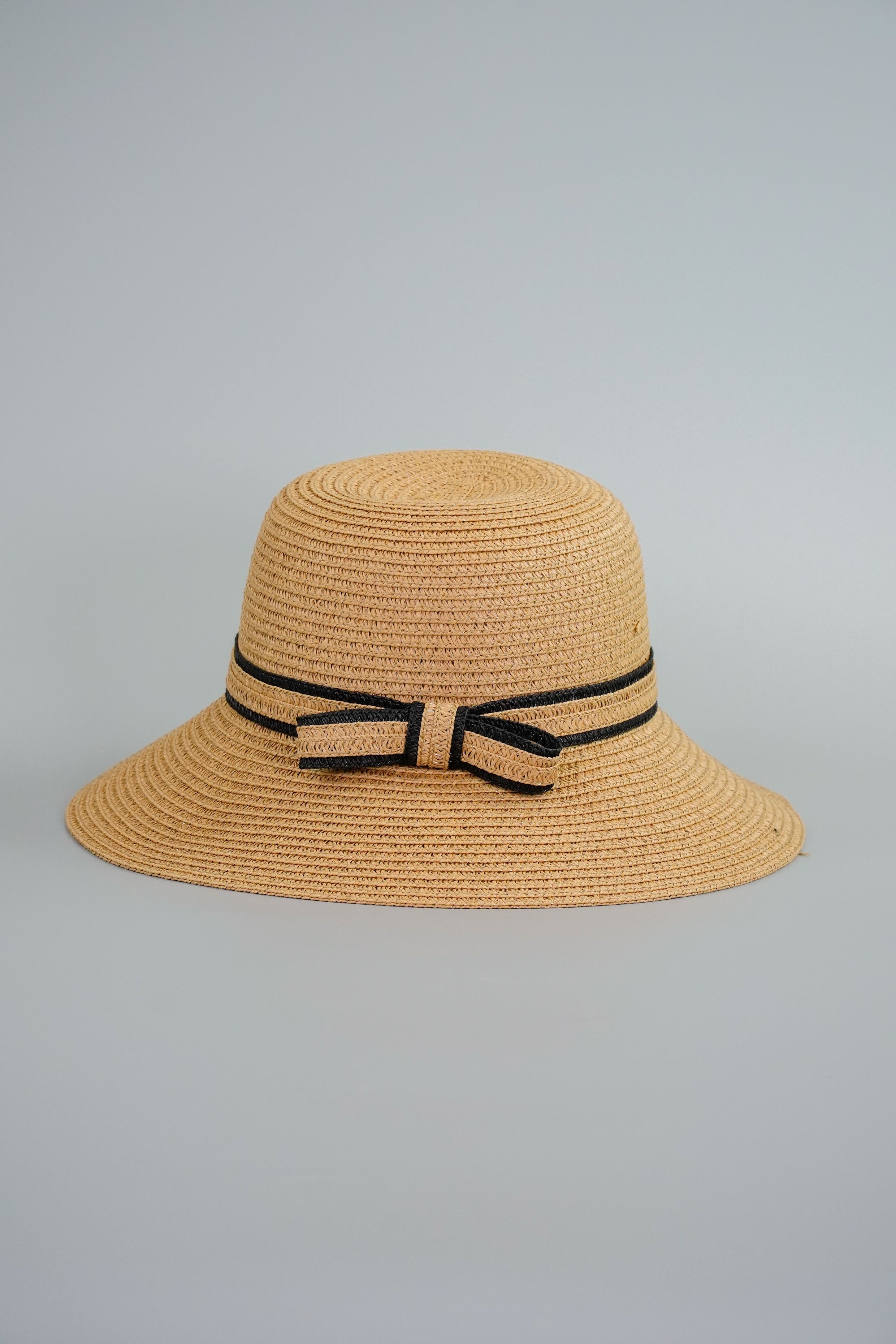 Round Straw Hat with Ribbon