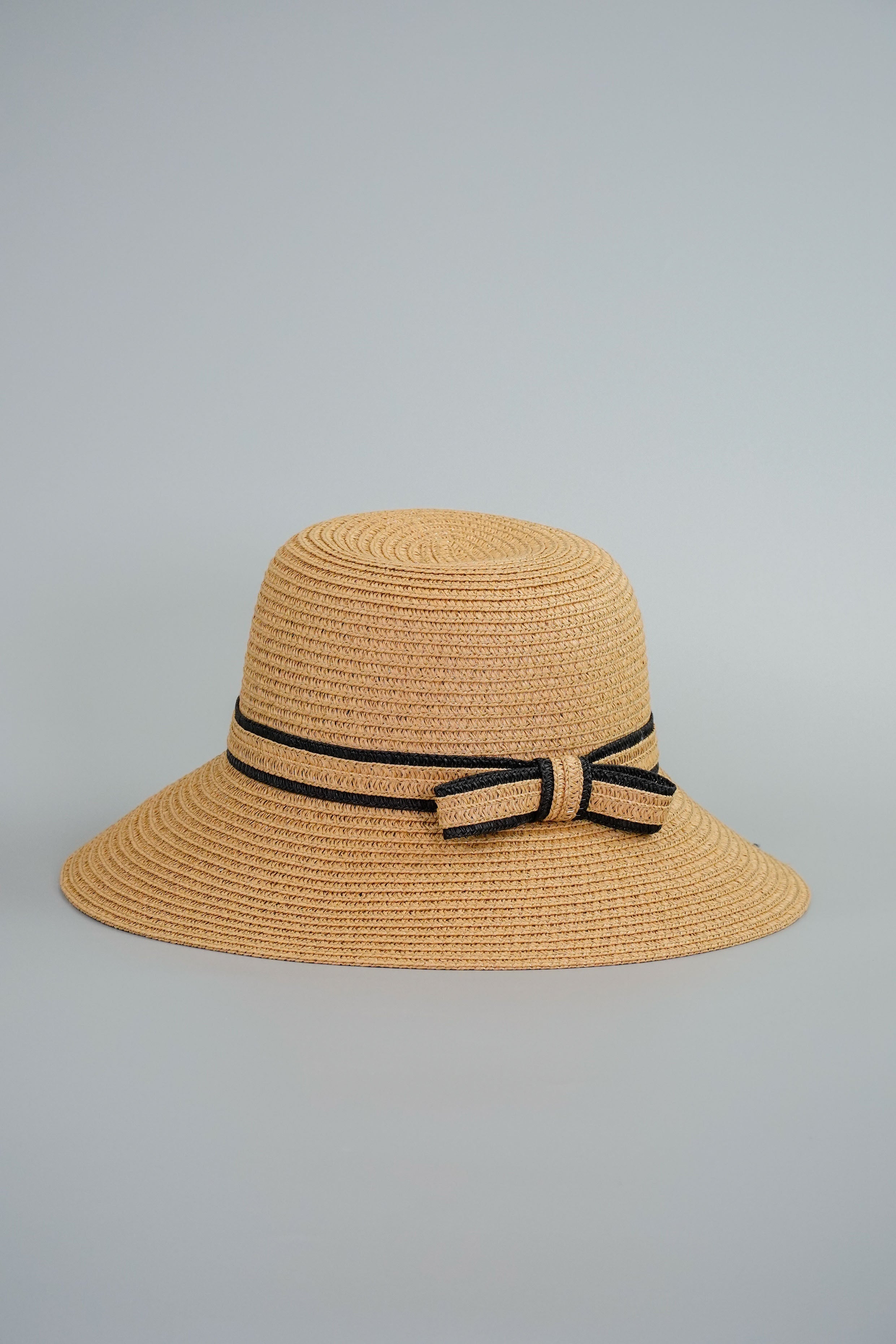 Round Straw Hat with Ribbon