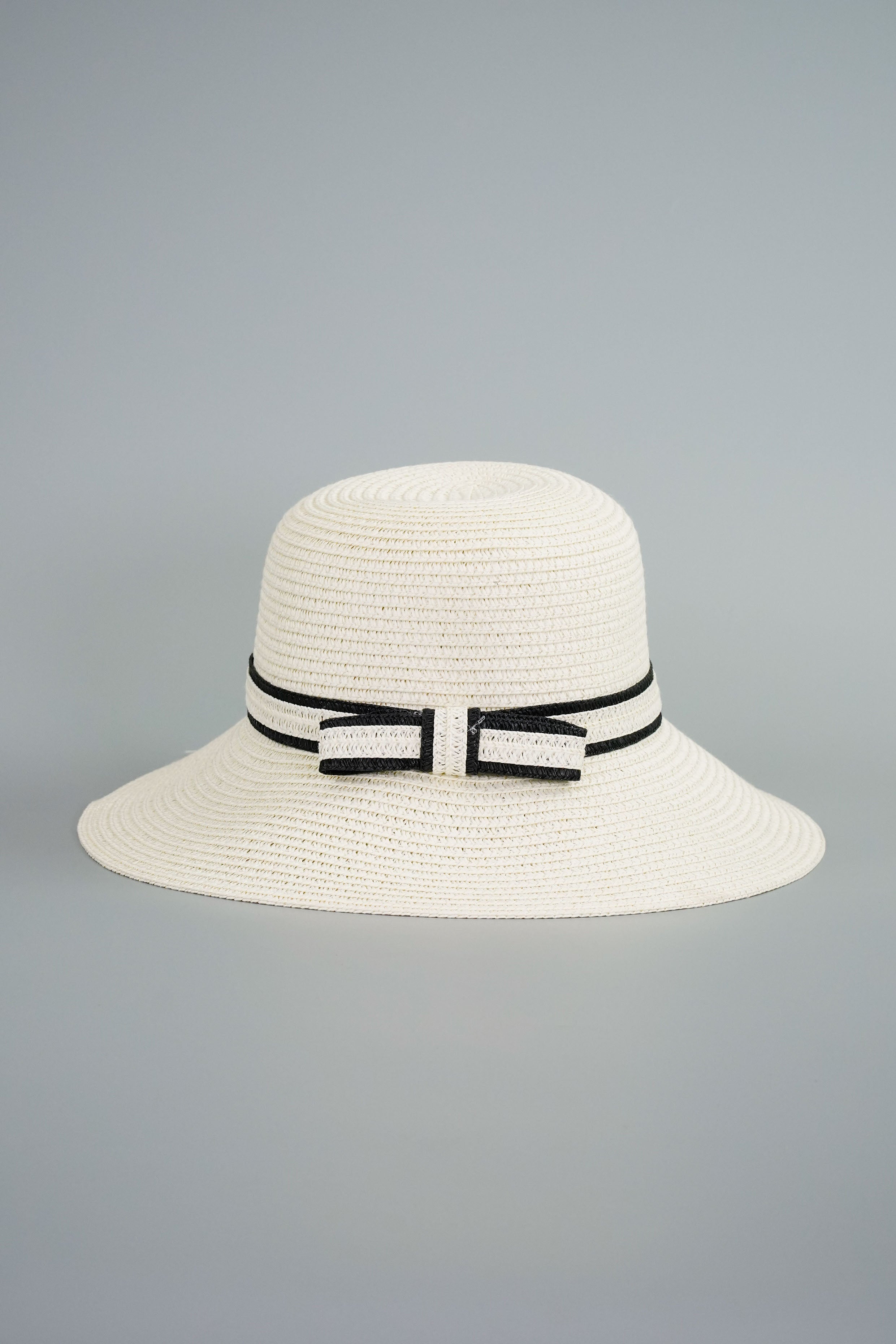Round Straw Hat with Ribbon