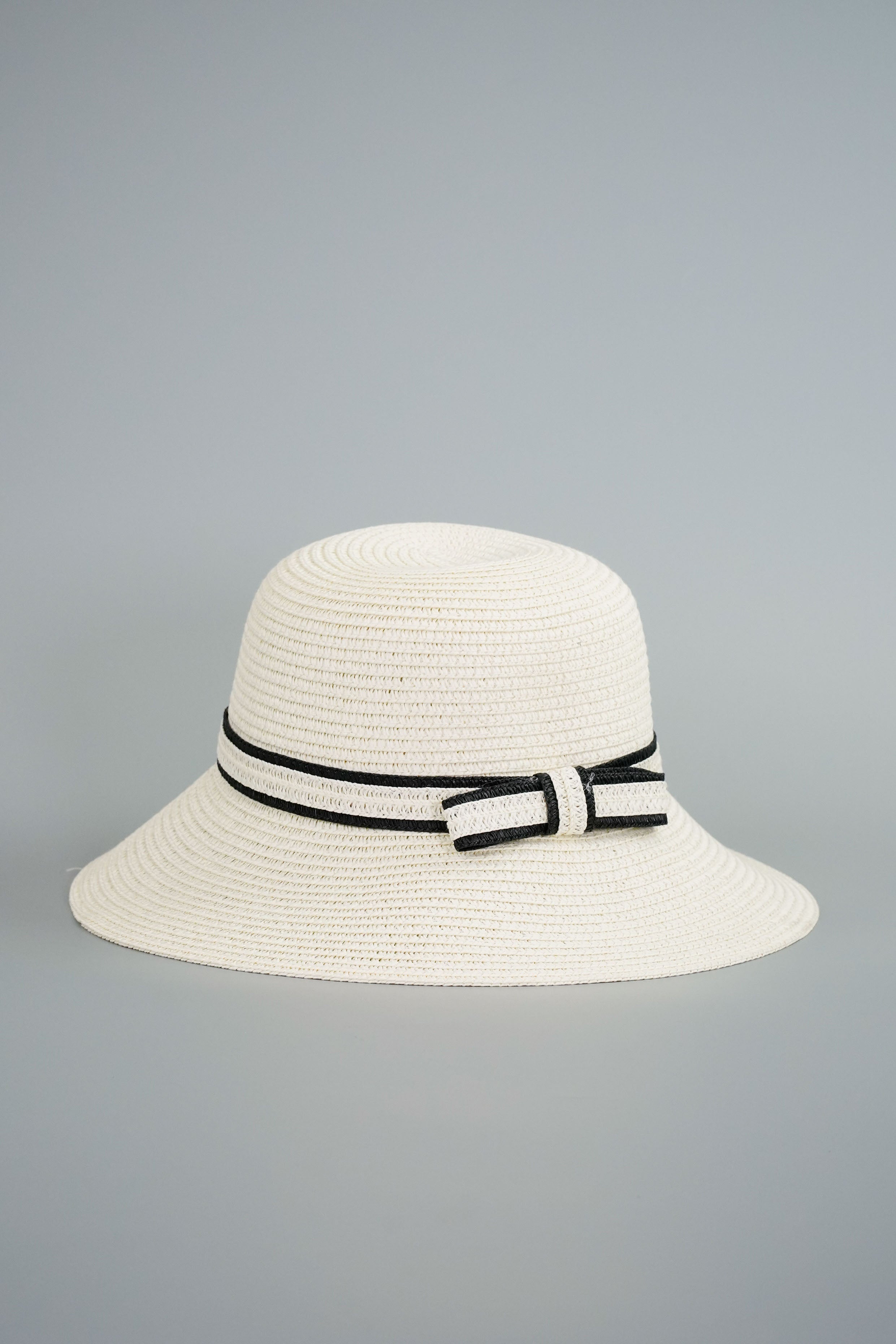Round Straw Hat with Ribbon