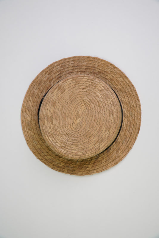 Flat Head Hat with Black Band and Smoke Eyelet