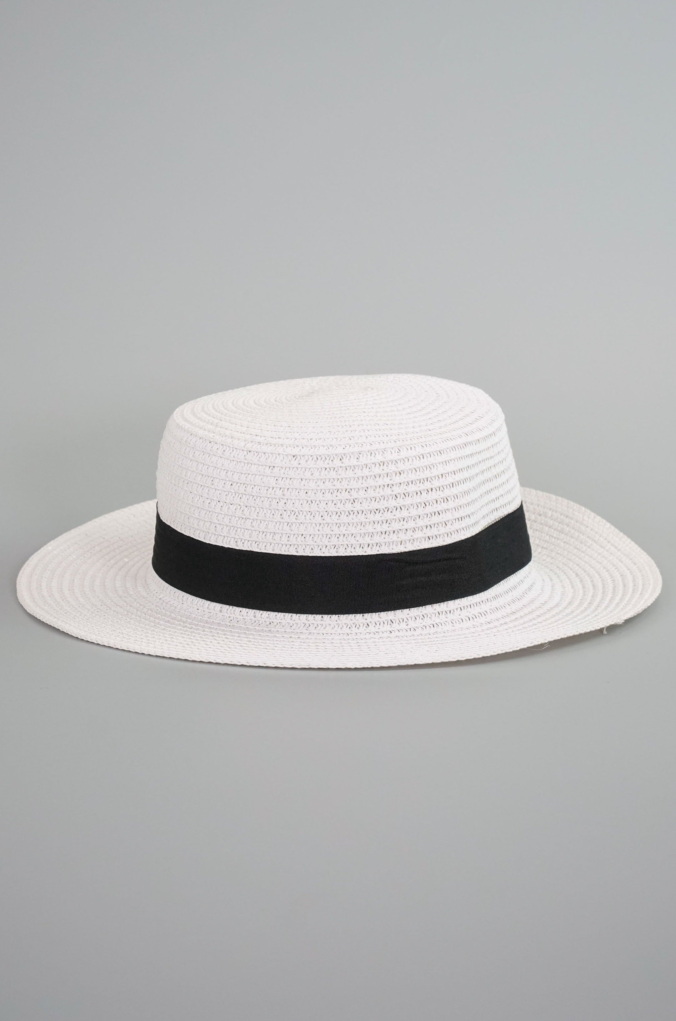 Straw Boater Hat with Ribbon