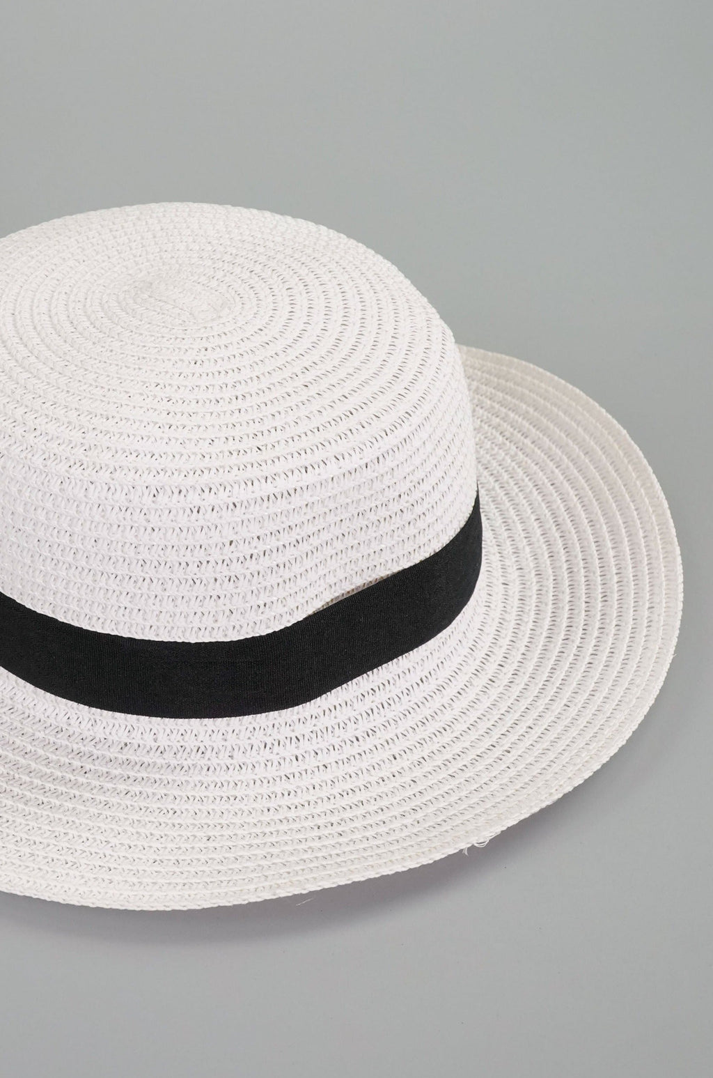 Straw Boater Hat with Ribbon