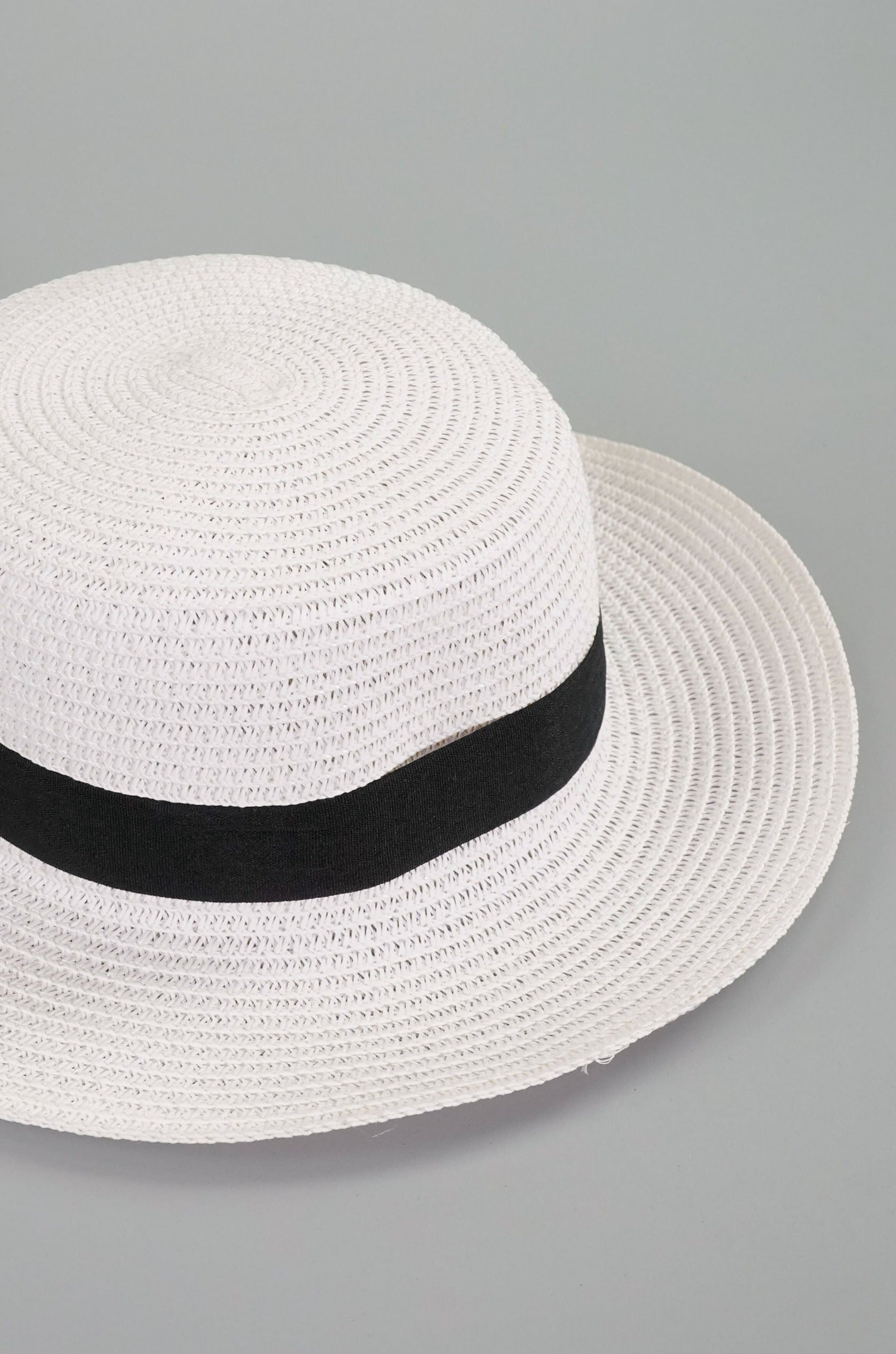 Straw Boater Hat with Ribbon