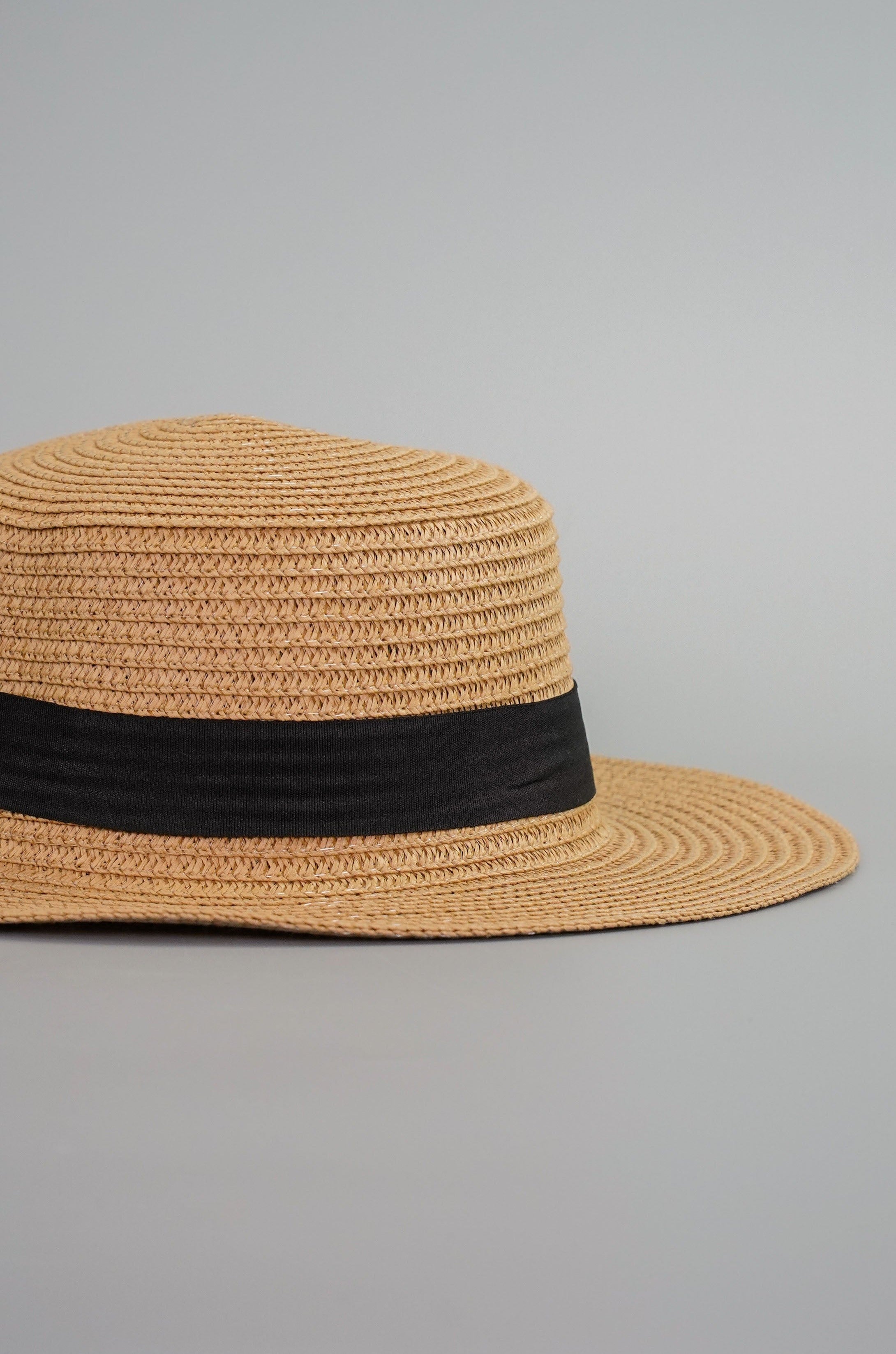 Straw Boater Hat with Ribbon
