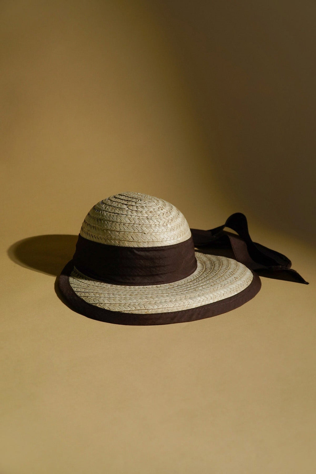 Sunvisor Hat with Brown Boarder Brim and Ribbon