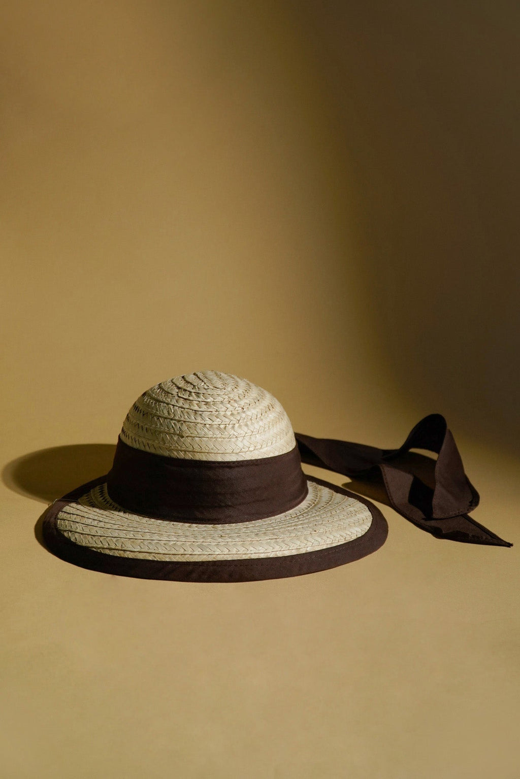 Sunvisor Hat with Brown Boarder Brim and Ribbon