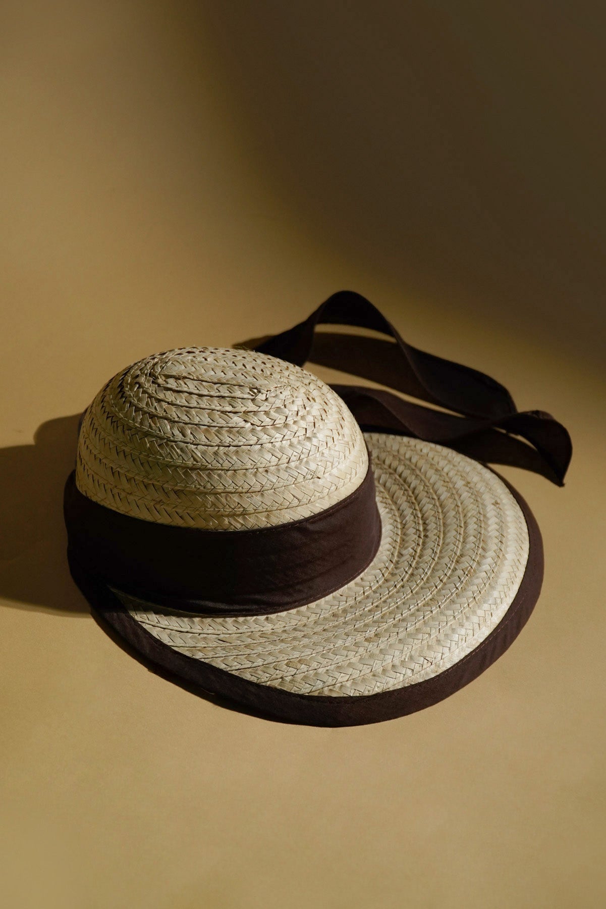 Sunvisor Hat with Brown Boarder Brim and Ribbon
